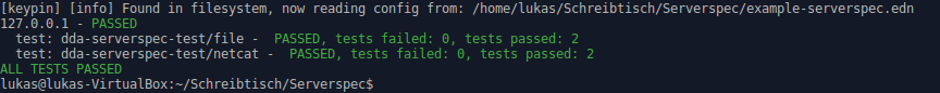 Screenshot of passed tests.
